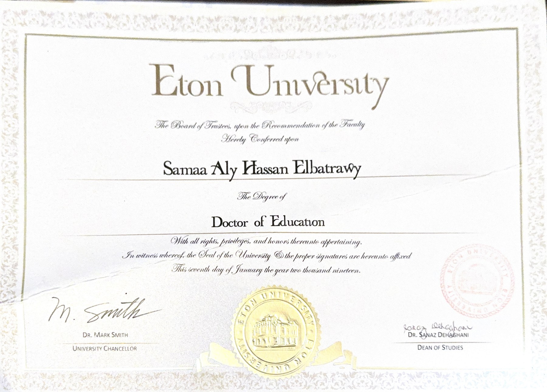 Doctor of Education certificate